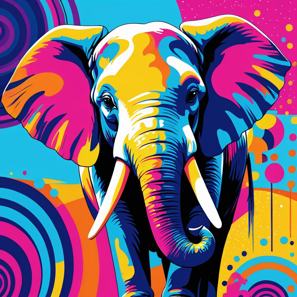 Whimsical Pop Art Elephant in Color