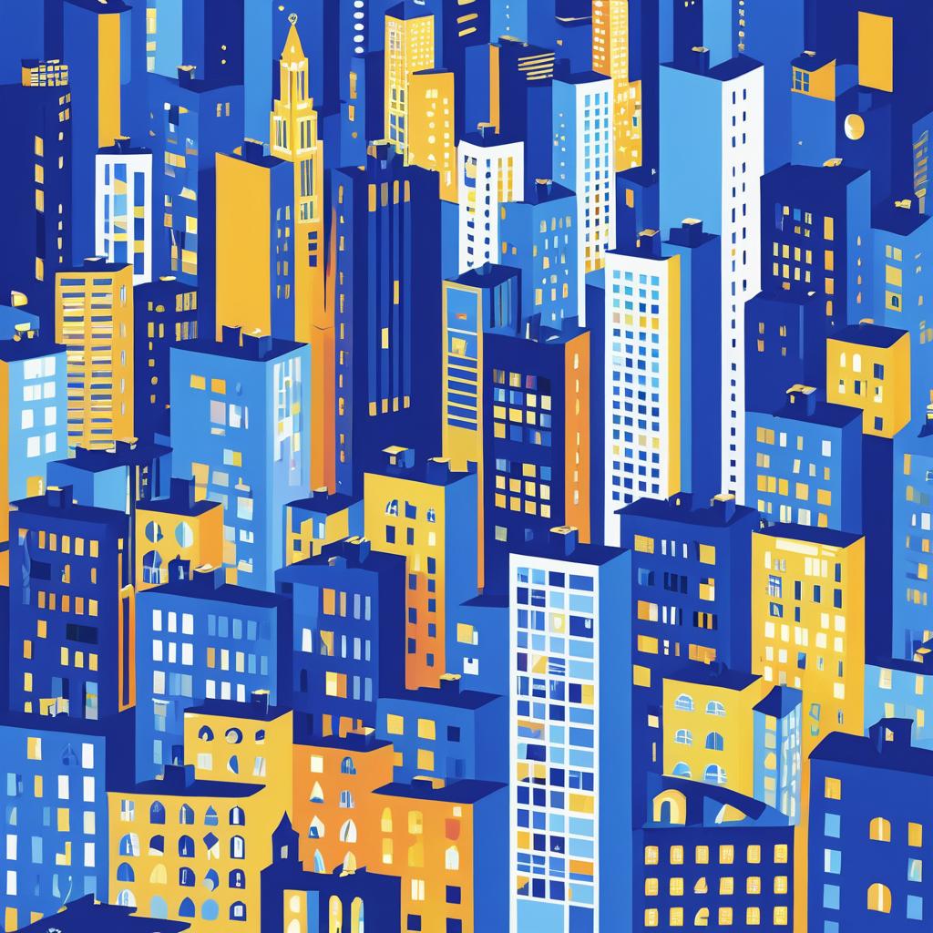 Vibrant Matisse-Inspired City Skyline