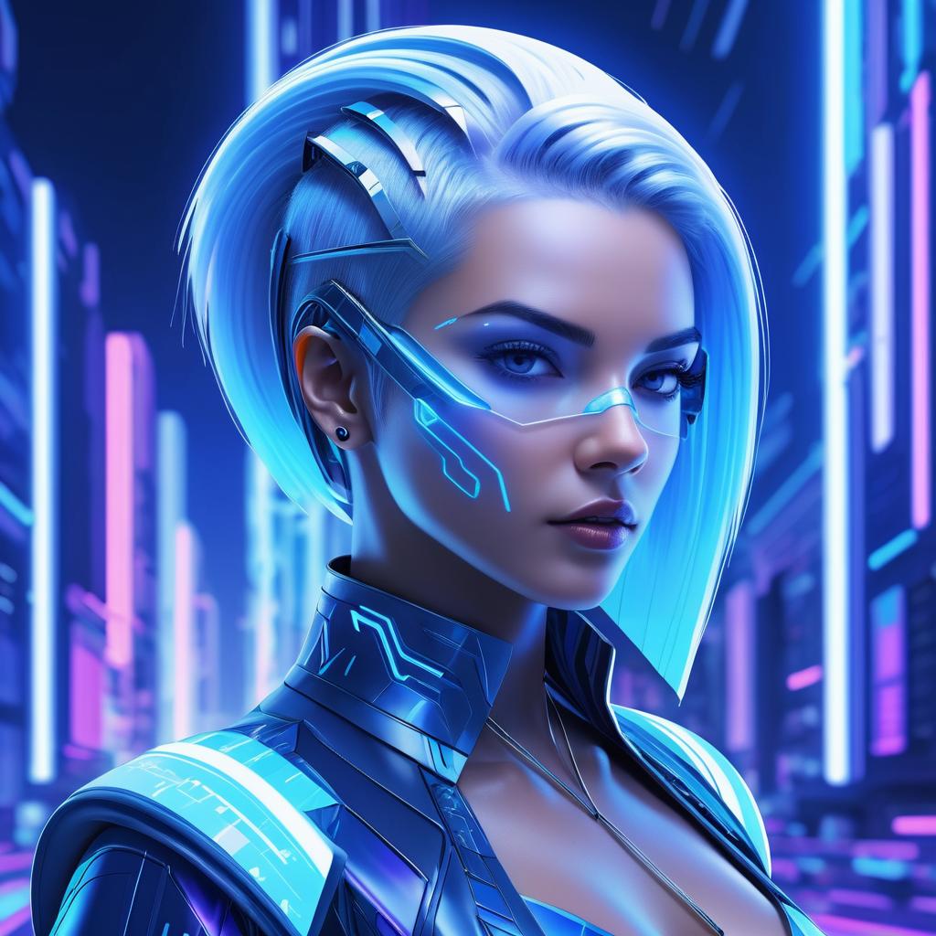 Futuristic Woman in Neon Cyberpunk World