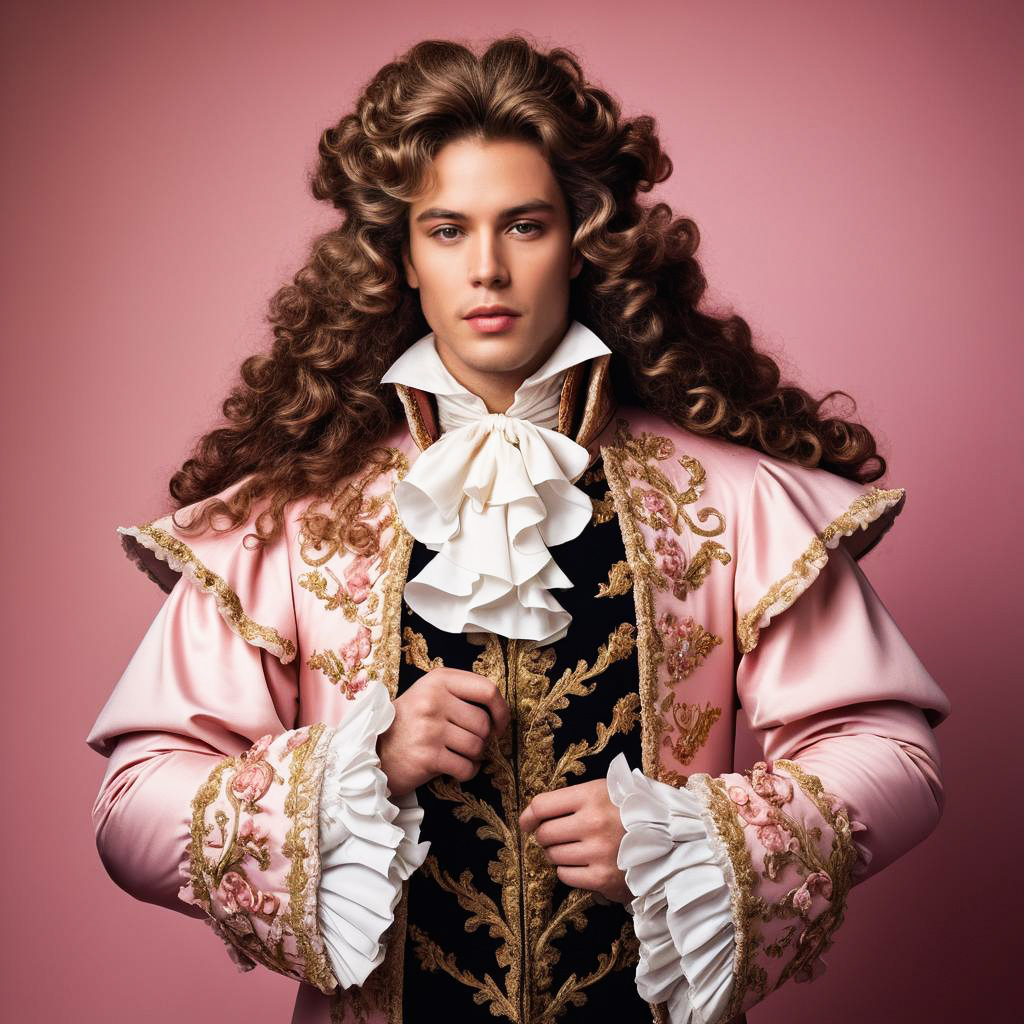 Dramatic Baroque Portrait in Pink Studio