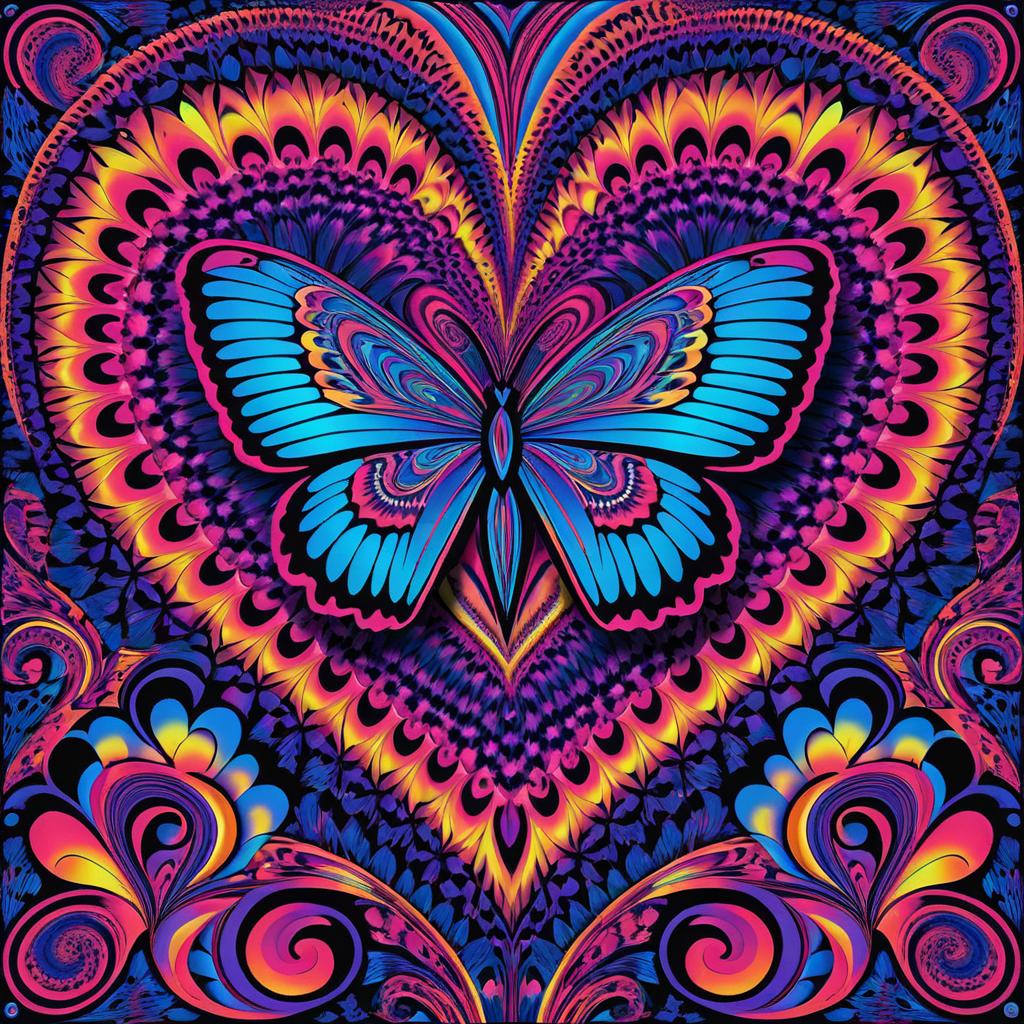 Psychedelic Heart-Shaped Butterfly Design