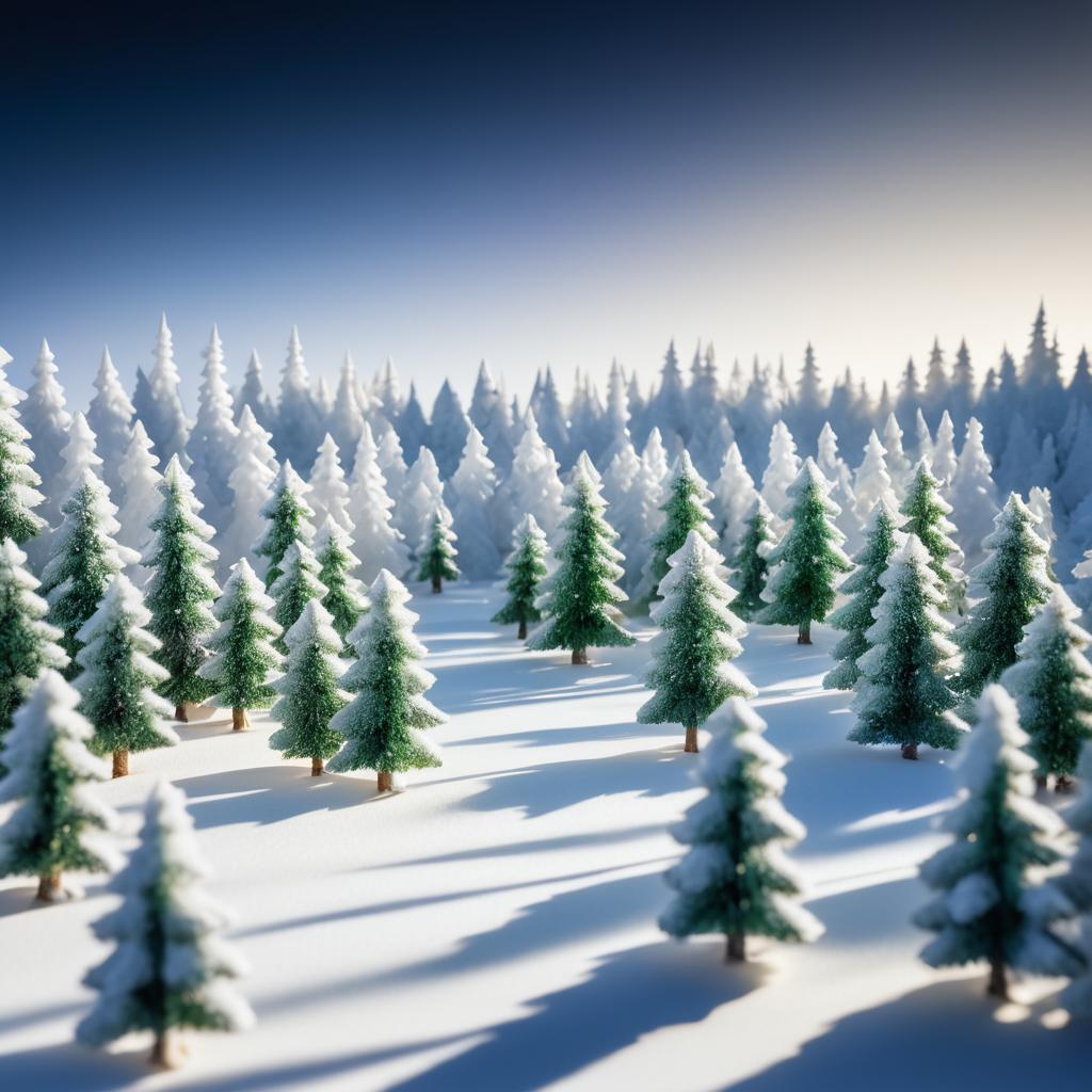 Miniature Snowy Forest Animation Scene