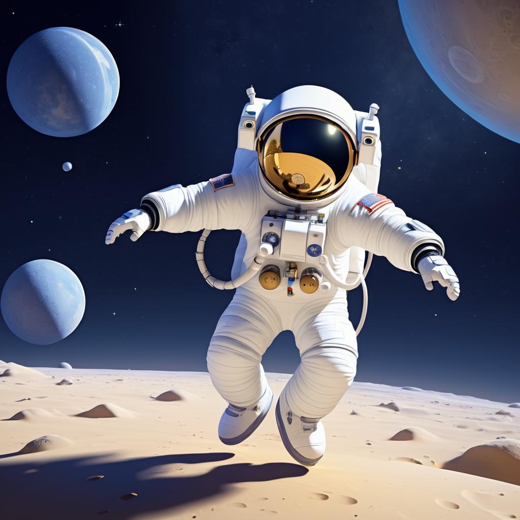 DreamWorks-Style Astronaut Dancing on Moon