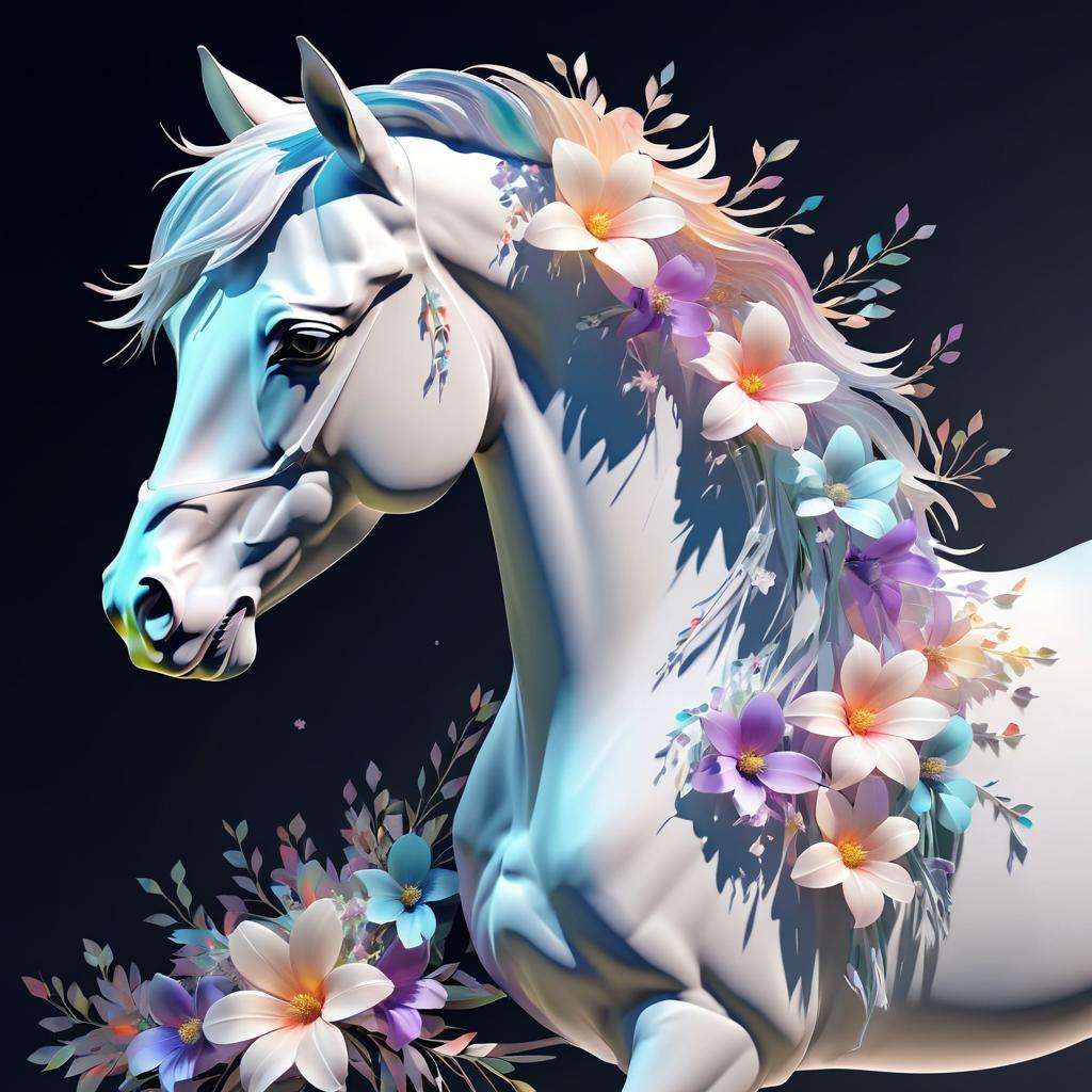 Cinematic Floral Horse in Abstract Artwork