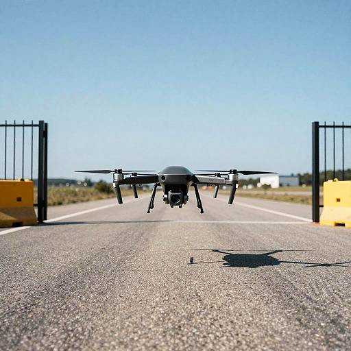 Sleek Black Drone on Sunny Road