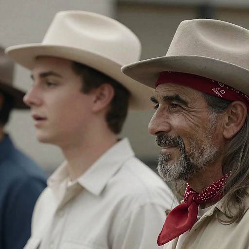 Close-Up Portrait of Two Hat-Wearing Men