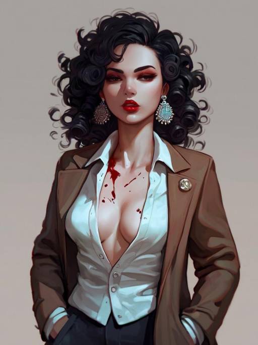Elegant Woman with Bold Jewelry and Makeup