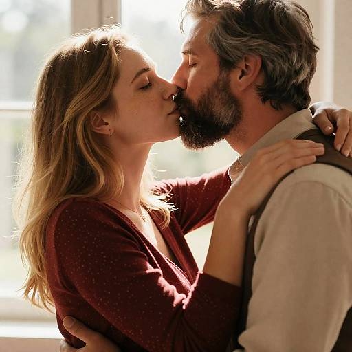 Romantic Embrace in Golden Light