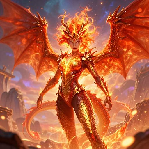 Fierce Dragon Girl Anime Art