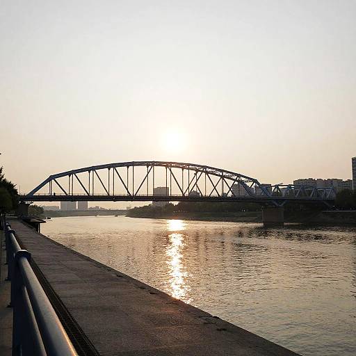 Modern Steel Bridge at Sunset