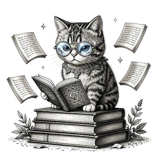 Mystic Librarian Cat ASCII Art