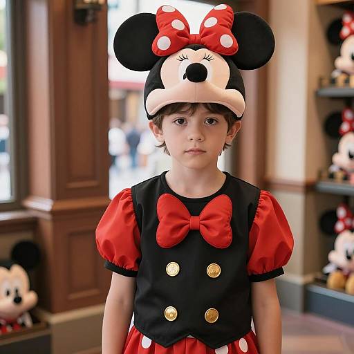 Young Boy in Minnie Mouse Costume
