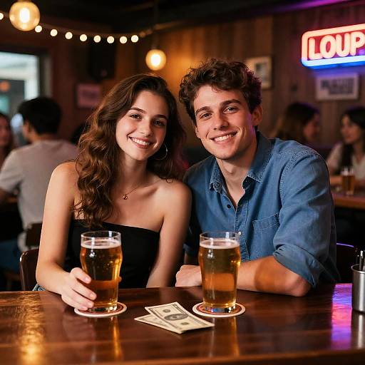 Charming Bar Scene with Young Couple