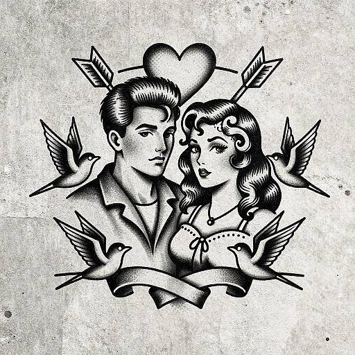 Vintage Monochrome Tattoo Flash Art