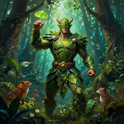 Nature Guardian Superhero in Enchanted Forest