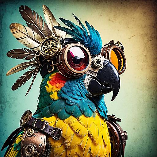 Whimsical Steampunk Parrot Design