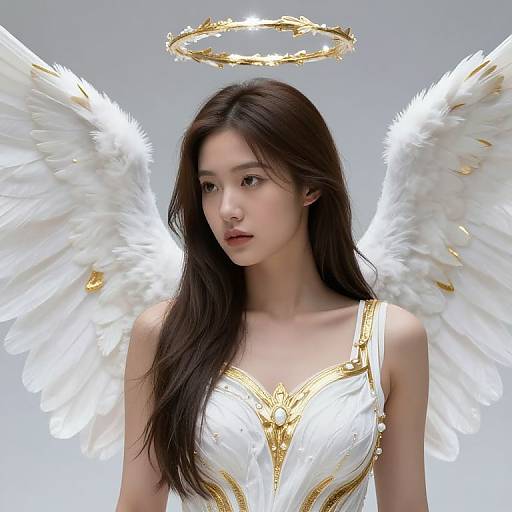 Elegant Female Angel with Golden Accents