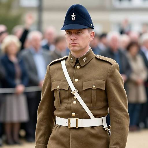 English Soldier Standing Before Crowd
