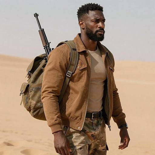 Muscular Man in Desert Gear