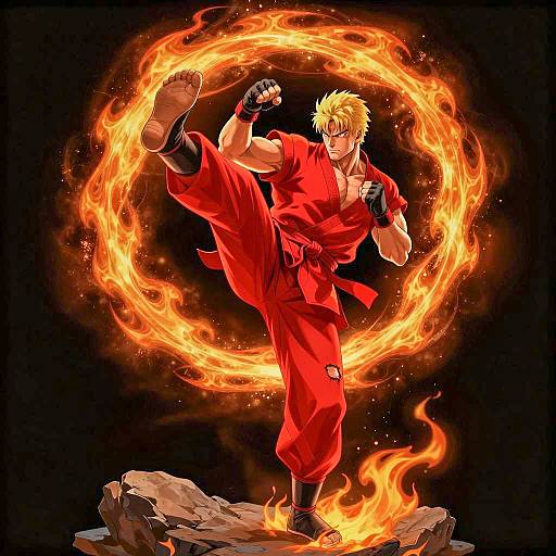 Dynamic Martial Arts Character Illustration