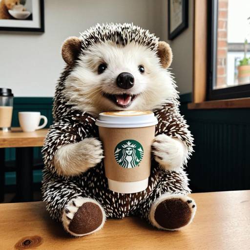 Happy Hedgehog Holding Starbucks Latte