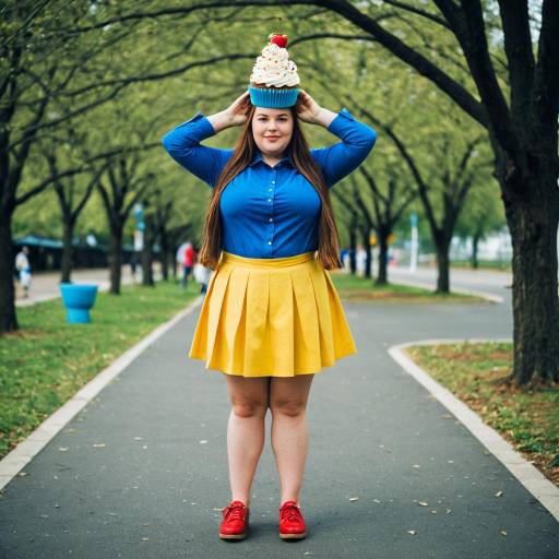 Plus Size Woman Wearing Cupcake Hat Outdoors