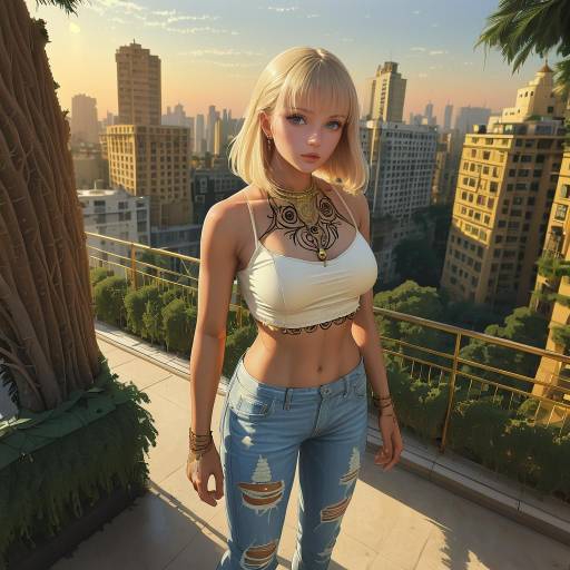 Blonde Girl in Vibrant Summer Setting