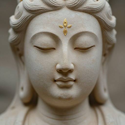 Serene Statue with Golden Markings