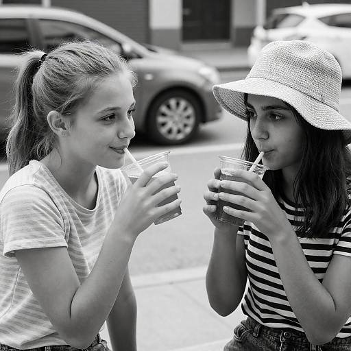 Outdoor Black-and-White Portrait of Friends