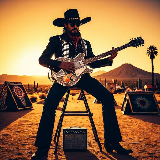 Android Cowboy Jamming at Sunset