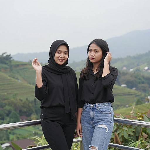 Two Asian Women on Balcony