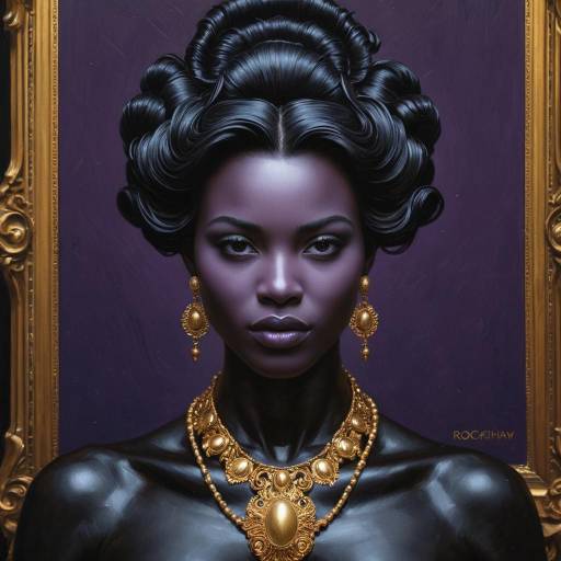 Ebony Goddess with Golden Jewelry