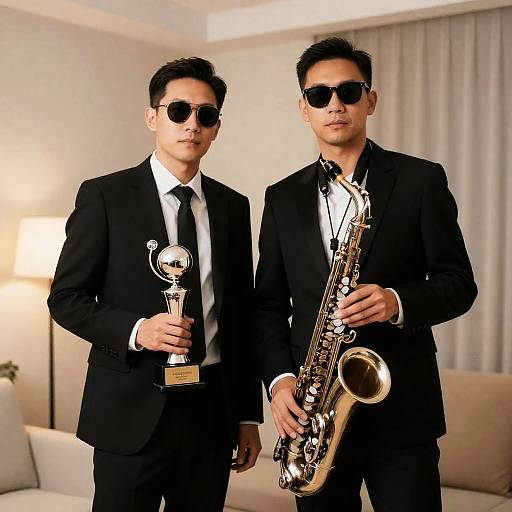 Serious Men in Suits with Saxophone