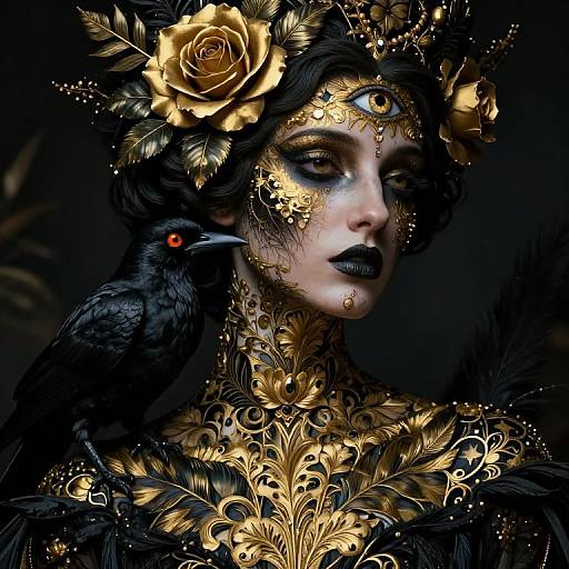 Ornate Gold and Black Portrait
