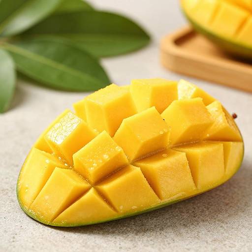 Vibrant Sliced Mango on Rustic Background
