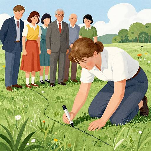 Guiding Line in Grass Illustration