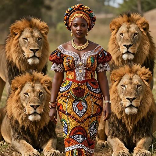 Cinematic Yoruba Goddess with Lions