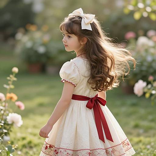 Young Girl in Sunny Garden Dress