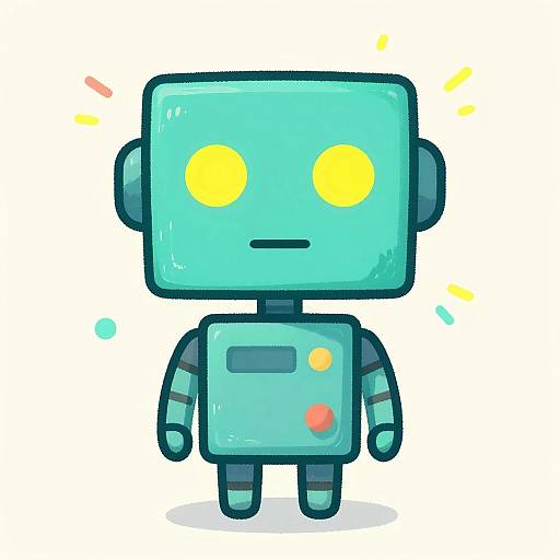 Minimalist Whimsical Robot Illustration