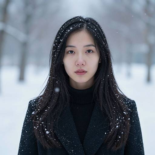 Woman Standing in Snowy Landscape