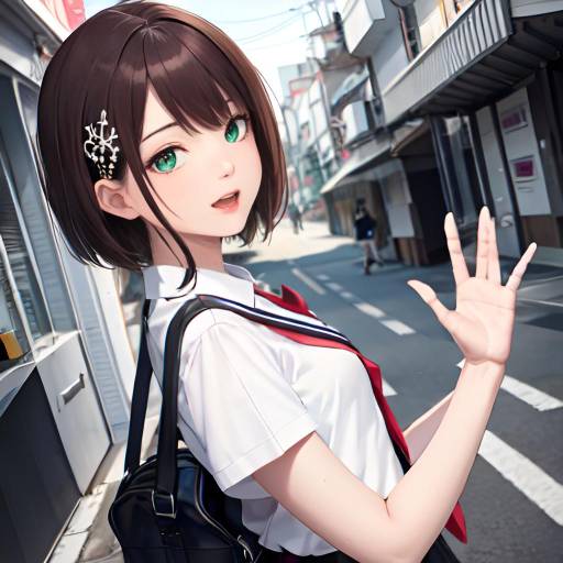 Aesthetic Anime Girl in Street Scene