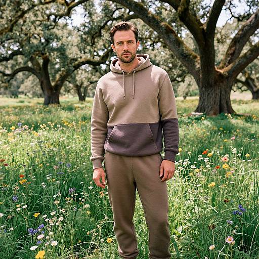 Laid-Back Man in Earth-Toned Hoodie