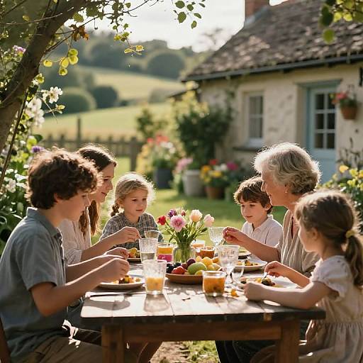 Peaceful Family Jubilee in Countryside