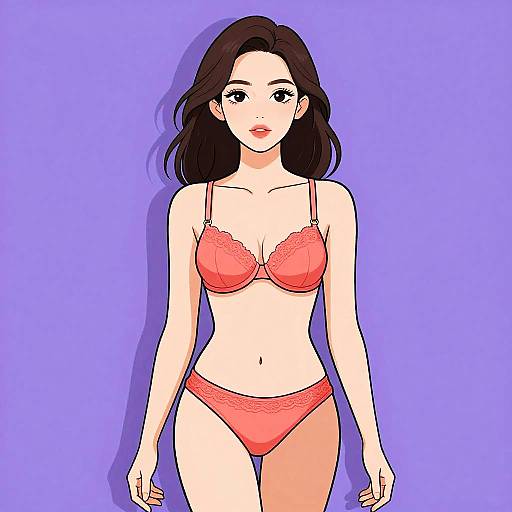 Stylish Woman in Coral Underwire Bikini