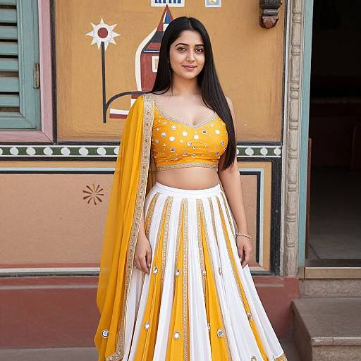 Elegant Woman in Gujarati Lehenga