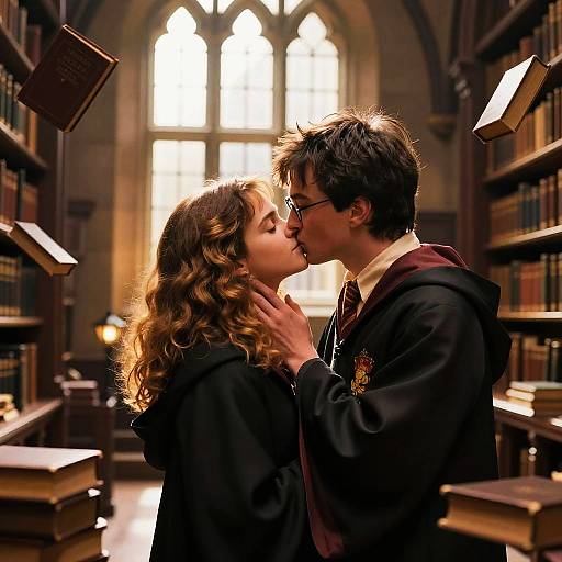 Harry and Hermione's Intimate Library Kiss