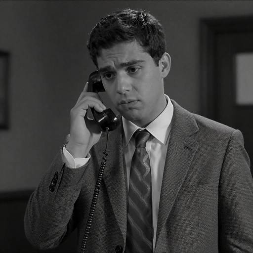 Concerned Young Man on Vintage Phone