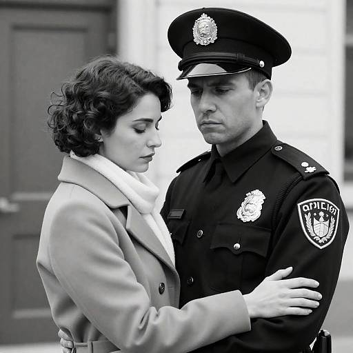 Intense Moment Between Officer and Woman