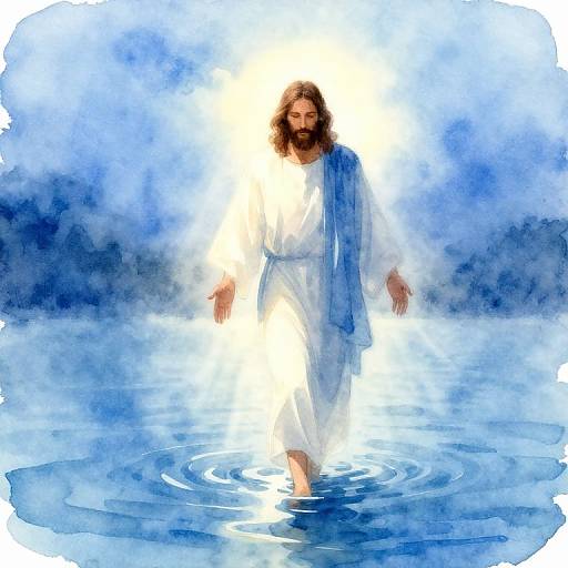 Jesus Walking on Water Watercolor