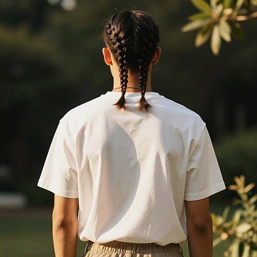 Male Athlete with Two-Strand Braids in Garden
